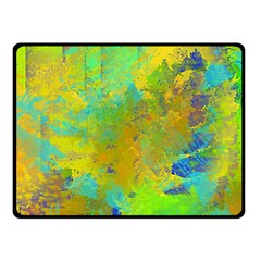 Abstract In Blue, Green, Copper, And Gold Double Sided Fleece Blanket (small)  by digitaldivadesigns