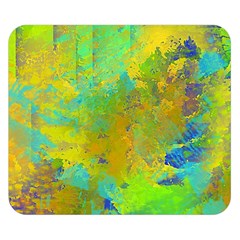 Abstract In Blue, Green, Copper, And Gold Double Sided Flano Blanket (small)  by digitaldivadesigns