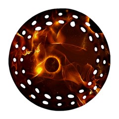 Fire And Flames In The Universe Round Filigree Ornament (2side) by FantasyWorld7