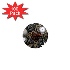 Steampunk With Heart 1  Mini Magnets (100 pack) 