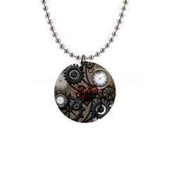 Steampunk With Heart Button Necklaces by FantasyWorld7