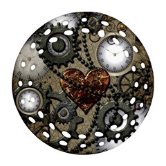 Steampunk With Heart Ornament (round Filigree)  by FantasyWorld7