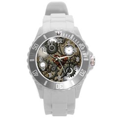 Steampunk With Heart Round Plastic Sport Watch (L)