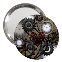 Steampunk With Heart 3  Handbag Mirrors