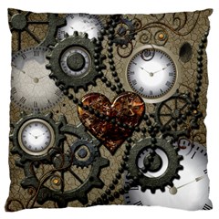 Steampunk With Heart Large Flano Cushion Cases (Two Sides) 