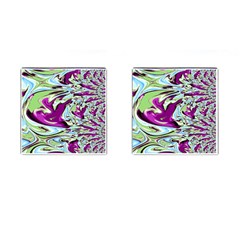 Purple, Green, and Blue Abstract Cufflinks (Square)