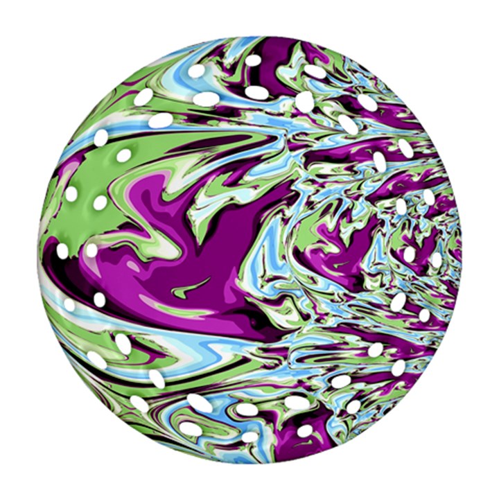 Purple, Green, and Blue Abstract Round Filigree Ornament (2Side)