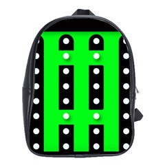 Florescent Green Polka-dot  School Bags(large) 