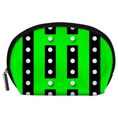 Florescent Green Polka-dot  Accessory Pouches (large) 