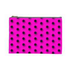 Hot Pink Black Polka-dot  Cosmetic Bag (large) 