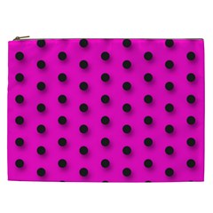 Hot Pink Black Polka-dot  Cosmetic Bag (xxl) 