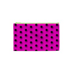 Hot Pink Black Polka-dot  Cosmetic Bag (xs)