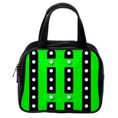 Florescent Green Black Polka-dot  Classic Handbags (one Side)