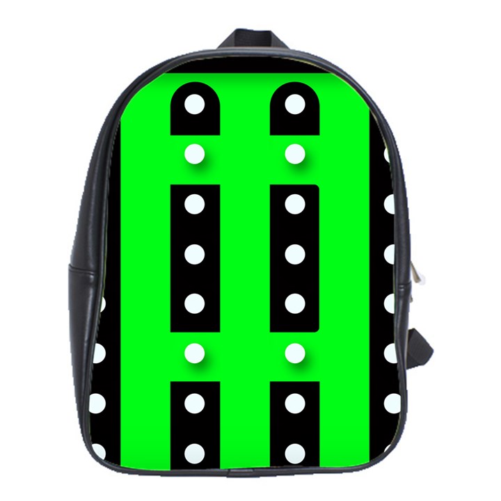 Florescent Green Black Polka-dot  School Bags (XL) 