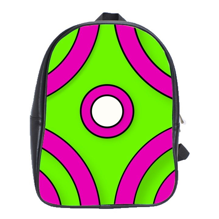 Neon Green Black Pink Abstract  School Bags (XL) 