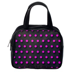 Pink Grey Polka-dot  Classic Handbags (one Side) by OCDesignss