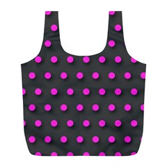 Pink Grey Polka-dot  Full Print Recycle Bags (l) 