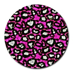 Pink Black Cheetah Abstract  Round Mousepads by OCDesignss