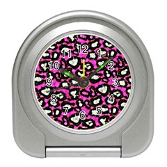 Pink Black Cheetah Abstract  Travel Alarm Clocks by OCDesignss
