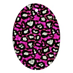 Pink Black Cheetah Abstract  Oval Ornament (two Sides) by OCDesignss