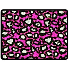 Pink Black Cheetah Abstract  Double Sided Fleece Blanket (large)  by OCDesignss