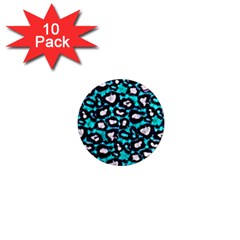 Turquoise Black Cheetah Abstract  1  Mini Magnet (10 Pack)  by OCDesignss