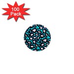 Turquoise Black Cheetah Abstract  1  Mini Magnets (100 pack)  Front