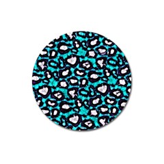 Turquoise Black Cheetah Abstract  Magnet 3  (round) by OCDesignss