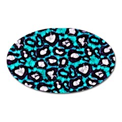 Turquoise Black Cheetah Abstract  Oval Magnet by OCDesignss
