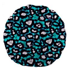 Turquoise Black Cheetah Abstract  Large 18  Premium Round Cushions by OCDesignss