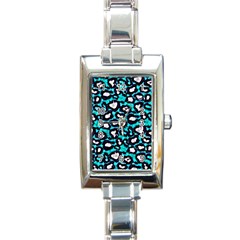 Turquoise Blue Cheetah Abstract  Rectangle Italian Charm Watches by OCDesignss