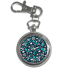 Turquoise Blue Cheetah Abstract  Key Chain Watches by OCDesignss