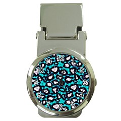 Turquoise Blue Cheetah Abstract  Money Clip Watches by OCDesignss