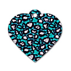 Turquoise Blue Cheetah Abstract  Dog Tag Heart (one Side) by OCDesignss