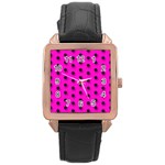 Florescent Pink Polka-dot  Rose Gold Watches Front