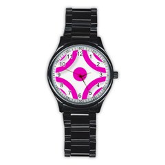 Pink White Abstract Unique Patterns  Stainless Steel Round Watches