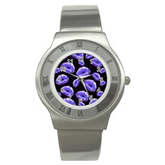 Sassy Purple Puckered Lips  Stainless Steel Watches by OCDesignss