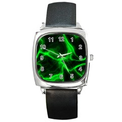 Cosmic Energy Green Square Metal Watches