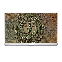Elegant Clef With Floral Elements On A Background With Damasks Business Card Holders by FantasyWorld7