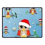 Funny, Cute Christmas Owls With Snowflakes Fleece Blanket (Small) 50 x40  Blanket Front