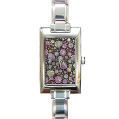 Sweet Allover 3d Flowers Rectangle Italian Charm Watches