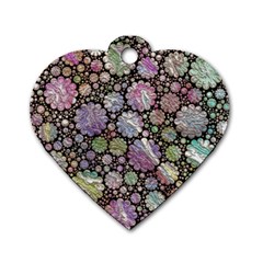 Sweet Allover 3d Flowers Dog Tag Heart (One Side)