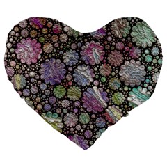 Sweet Allover 3d Flowers Large 19  Premium Heart Shape Cushions