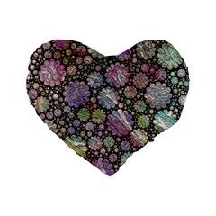 Sweet Allover 3d Flowers Standard 16  Premium Flano Heart Shape Cushions