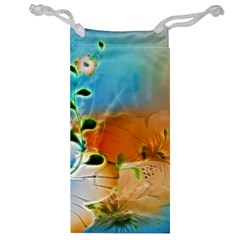 Wonderful Flowers In Colorful And Glowing Lines Jewelry Bags