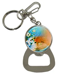 Wonderful Flowers In Colorful And Glowing Lines Bottle Opener Key Chains