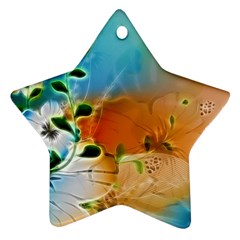 Wonderful Flowers In Colorful And Glowing Lines Star Ornament (two Sides)  by FantasyWorld7