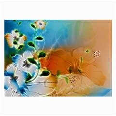 Wonderful Flowers In Colorful And Glowing Lines Large Glasses Cloth by FantasyWorld7