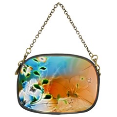 Wonderful Flowers In Colorful And Glowing Lines Chain Purses (Two Sides) 