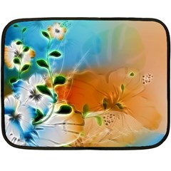 Wonderful Flowers In Colorful And Glowing Lines Fleece Blanket (mini) by FantasyWorld7